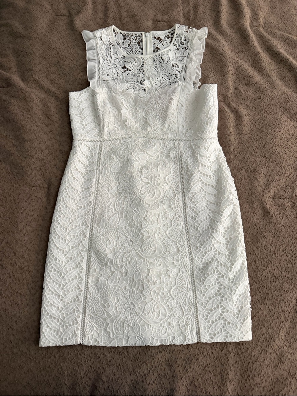 Lilly Pulitzer White Lace Ruffle-Trim Midi Dress